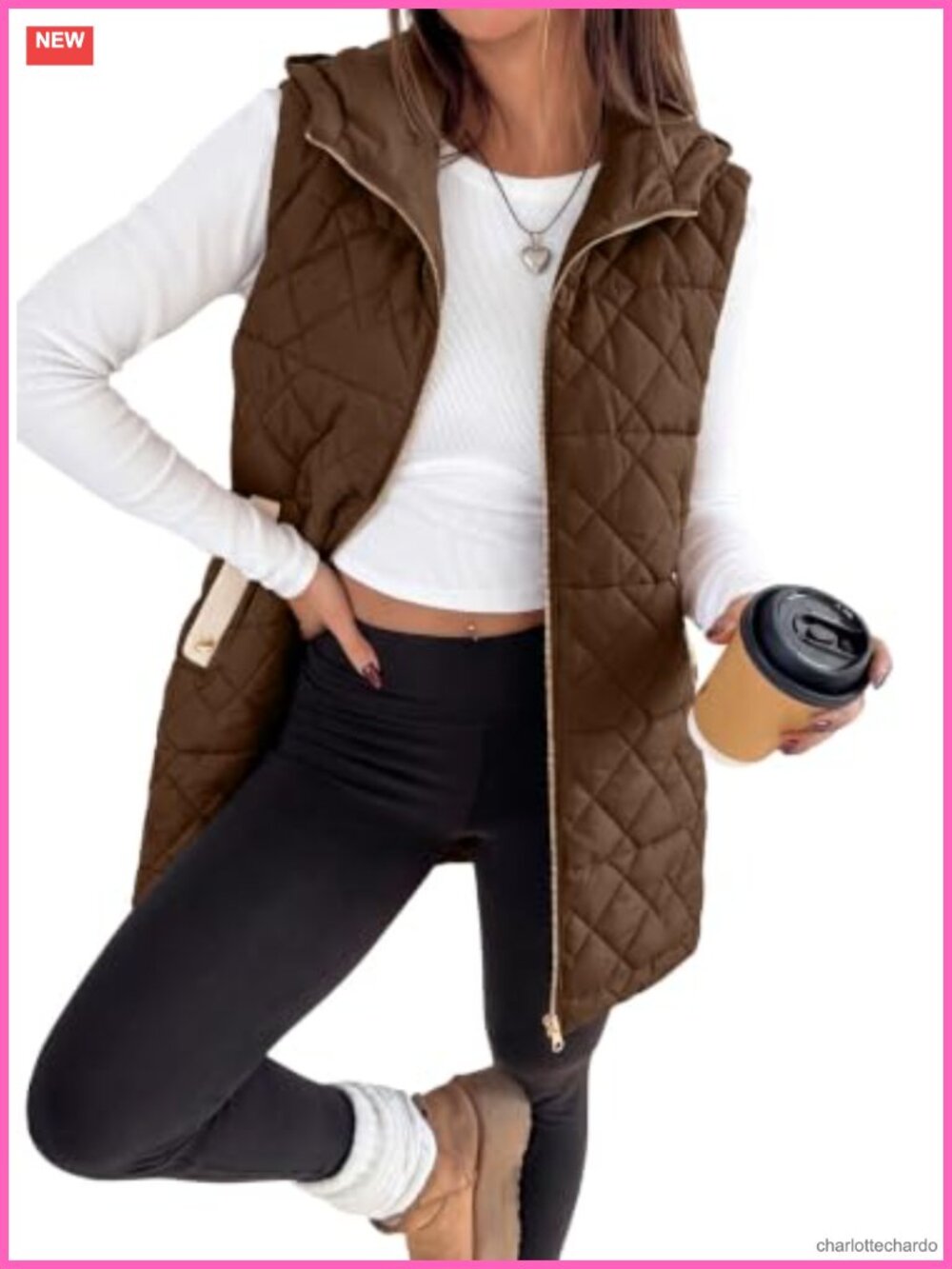 Womens Hooded Puffer Vest Sleeveless Zip Up Quilted Colorblock Coat